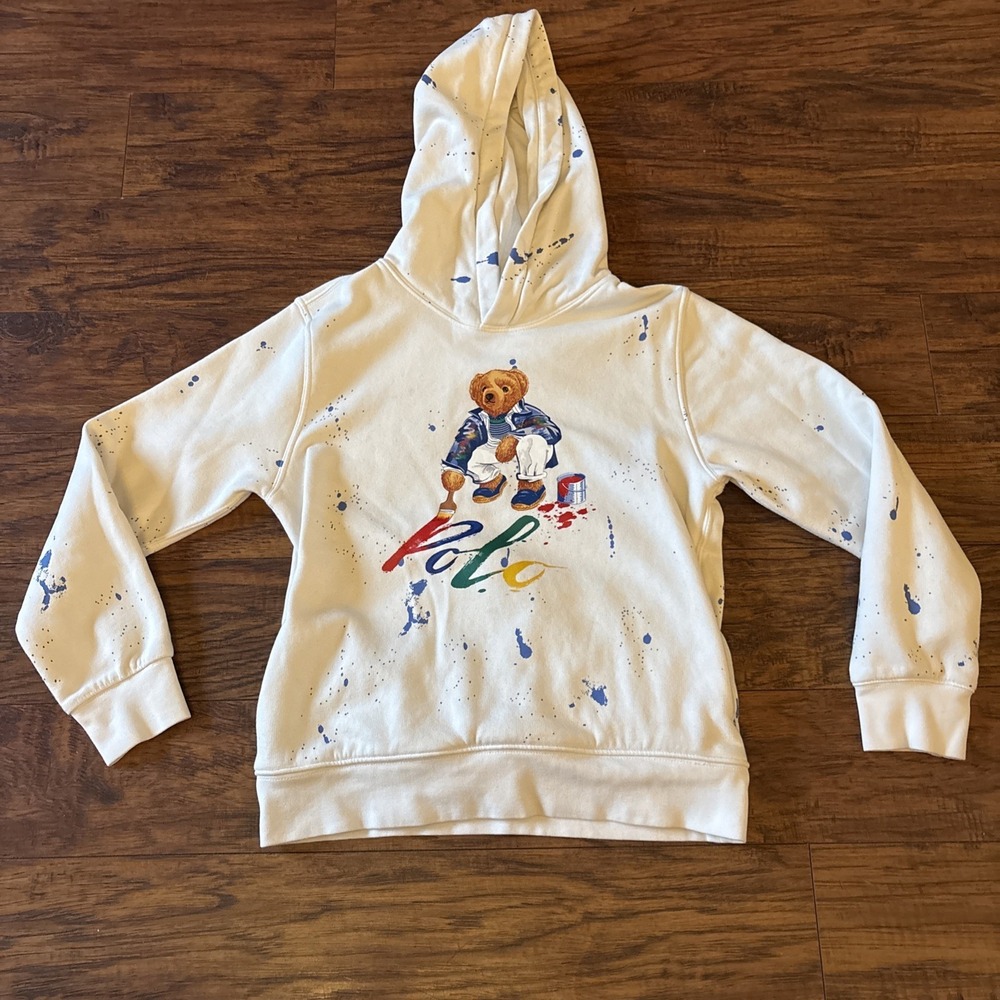 Polo Ralph Lauren Bear Painting Sweatshirt Hoodie Medium Unisex Youth